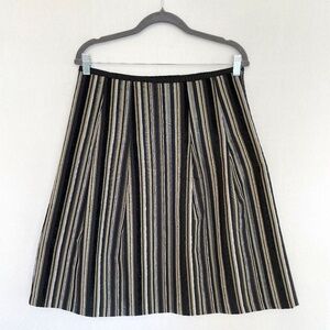 TREVAN Women's Size 6 Velvet Trimmed Vertical Stripe A-line Full Skirt
